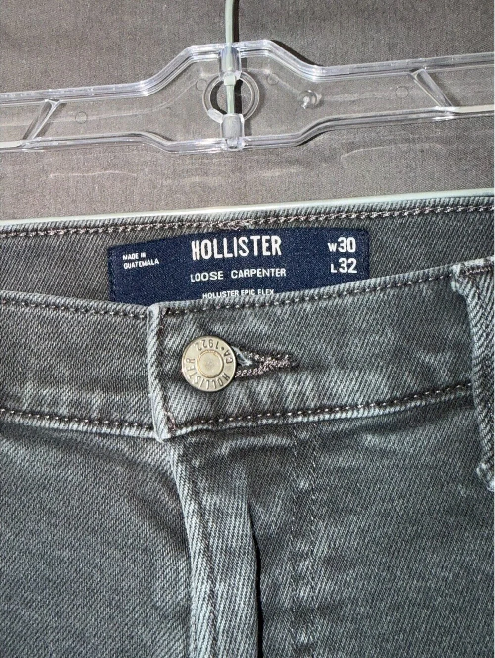 Hollister Loose Carpenter Jeans Gray Epic Flex W30 L32 Workwear Utility Denim